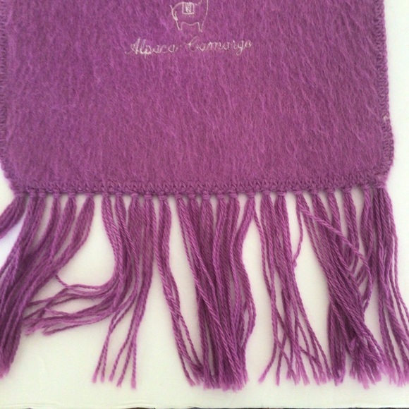 PURPLE ALPACA CAMARGO PURPLE FRINGED SCARF - Picture 6 of 10